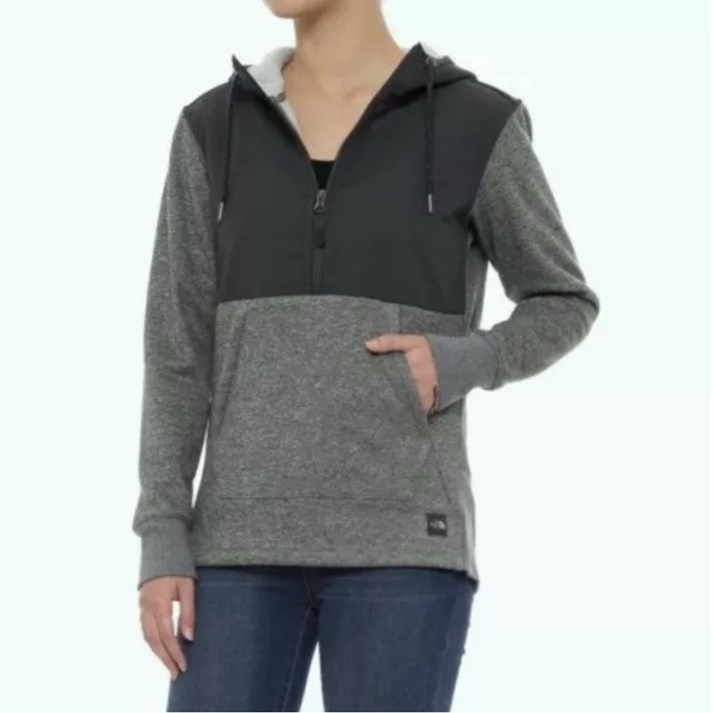 THE NORTH FACE Tech SHERPA PULLOVER Half Zip FLEECE Hood JACKET Coat WOMENS M